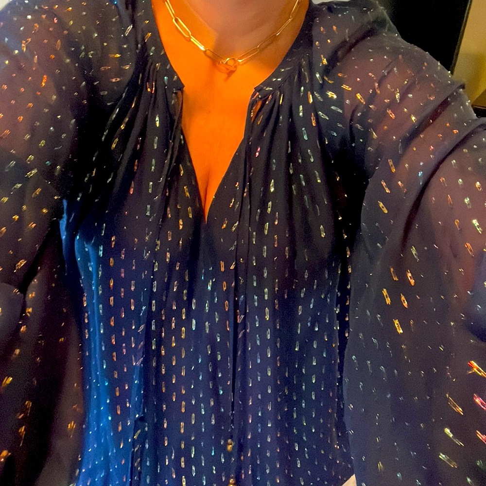Ramy Brook stunner! Navy & gold with beautiful sleeve. - Picture 3 of 3